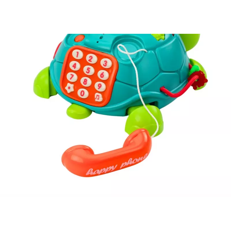 LEAN TOYS Teléfono interactivo tortuga de aprendizaje 6en1 luces sonidos verde