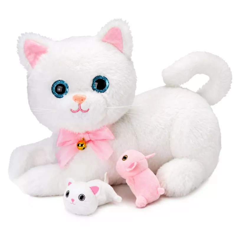 LEAN TOYS Gatito interactivo con biberón y pequeños sonidos melodías grabación blanco