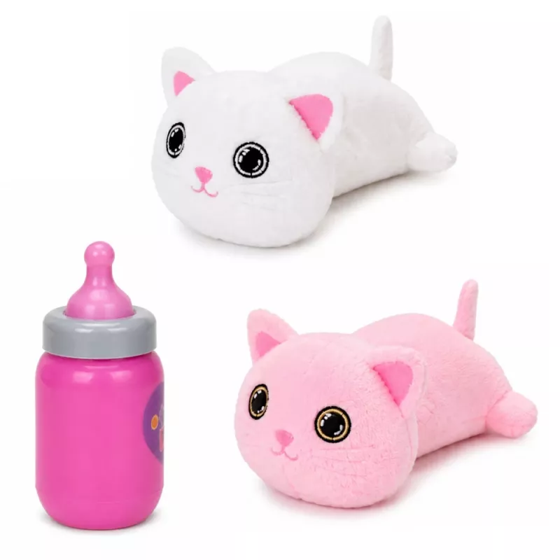 LEAN TOYS Gatito interactivo con biberón y pequeños sonidos melodías grabación blanco