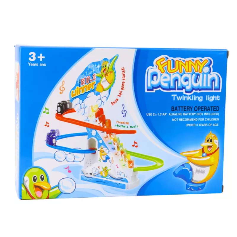 LEAN TOYS Set interactivo de tobogán de pingüino para niños