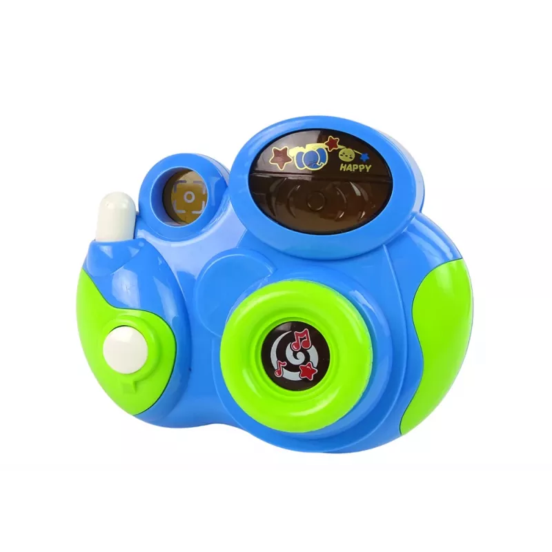 LEAN TOYS Cámara de fotos interactiva para bebés con melodías de luz y sonido, color azul