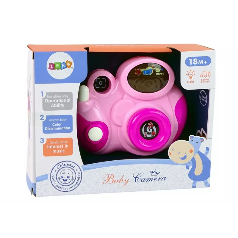 LEAN TOYS Cámara de fotos interactiva para bebés con melodías de luz y sonido, color rosa
