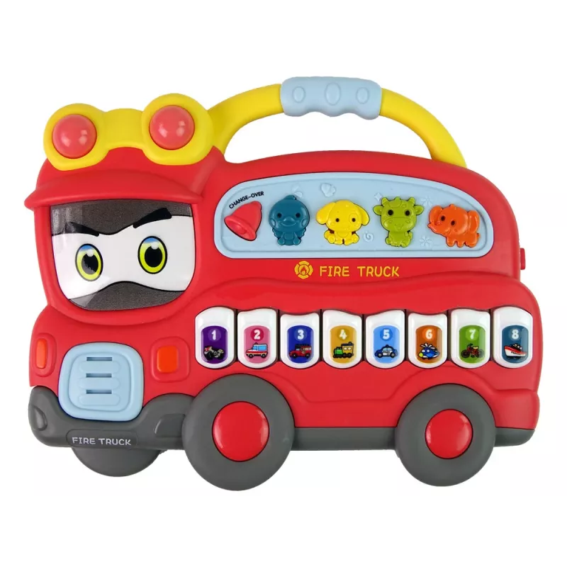 LEAN TOYS Piano interactivo bomberos sonidos de animales vehículos y melodías