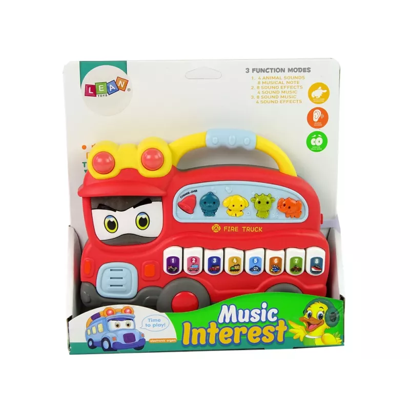 LEAN TOYS Piano interactivo bomberos sonidos de animales vehículos y melodías