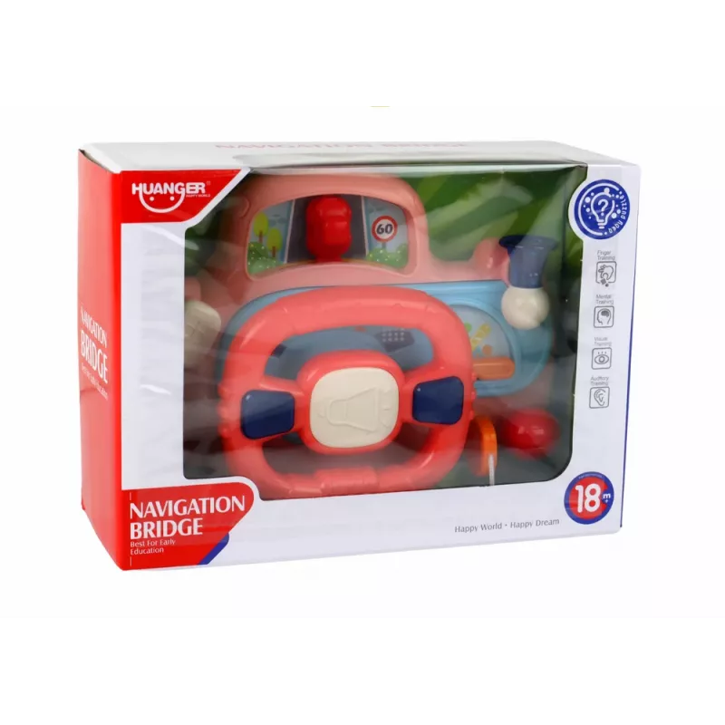 LEAN TOYS Volante rosa interactivo simulador de conducción multifunción