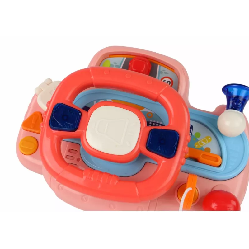 LEAN TOYS Volante rosa interactivo simulador de conducción multifunción
