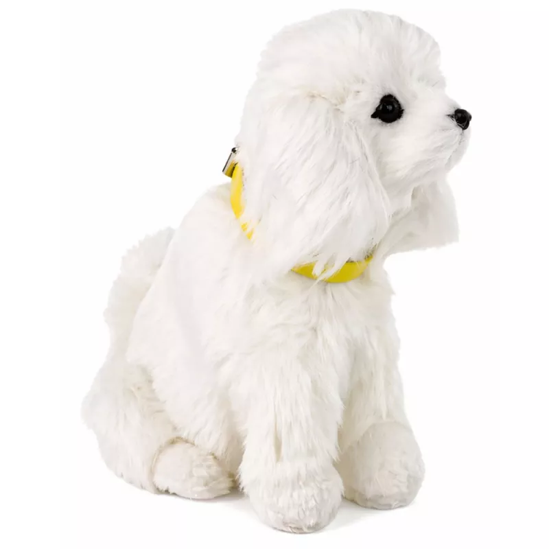 LEAN TOYS Perro de peluche interactivo con pelo suave caniche acariciar la cabeza y descubrir funciones