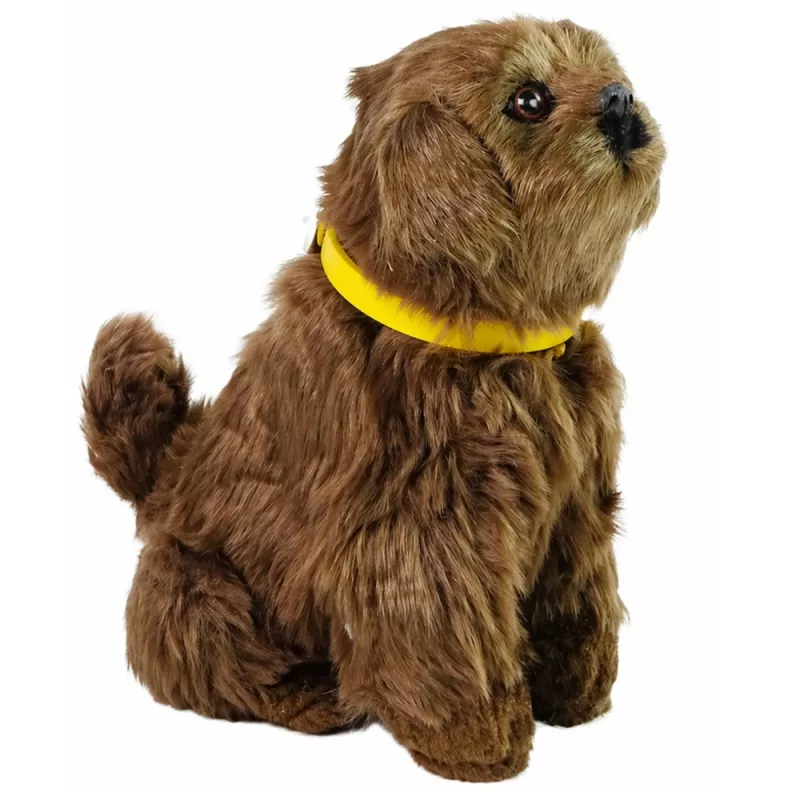 LEAN TOYS Perro de peluche interactivo con pelo suave acaricia su cabeza y descubre sus funciones