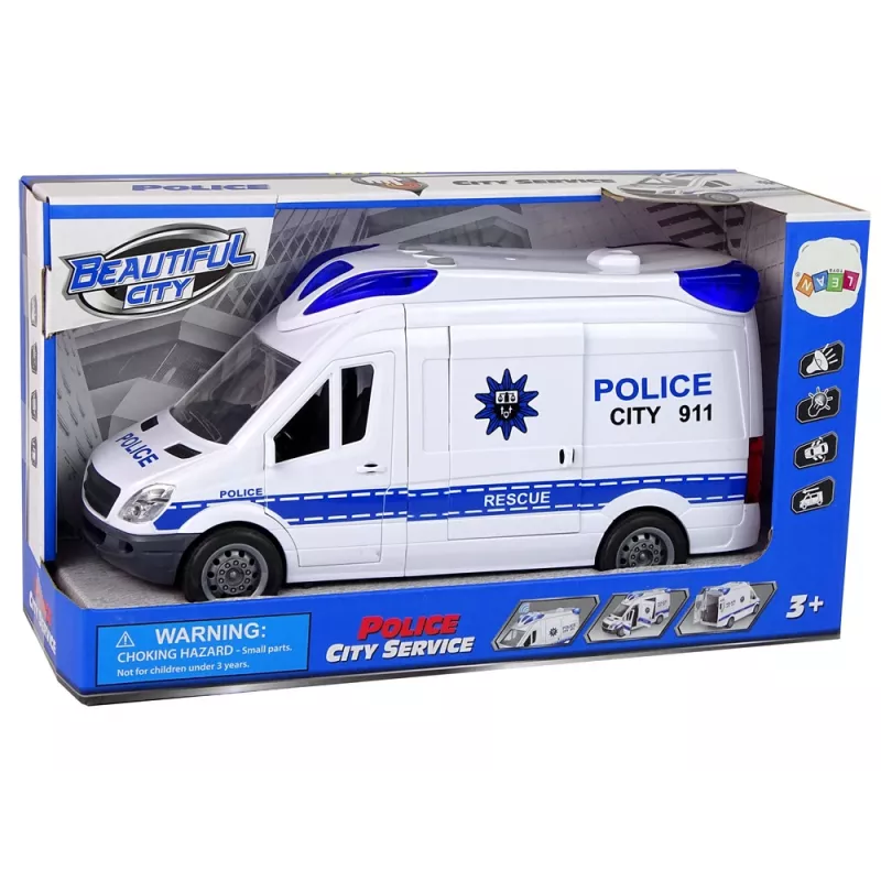 LEAN TOYS Coche de policía con radio interactivo efectos de luz y sonido puertas que se abren