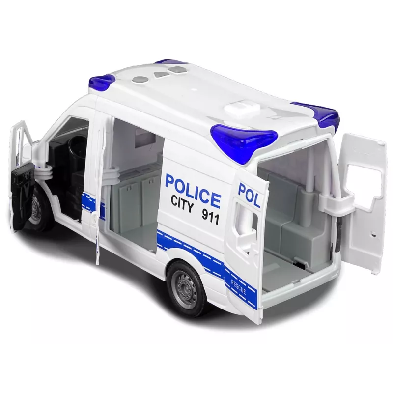 LEAN TOYS Coche de policía con radio interactivo efectos de luz y sonido puertas que se abren