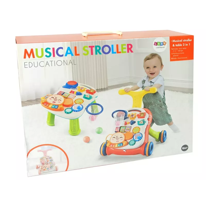 LEAN TOYS Andador interactivo y mesa de actividades 2 en 1 rosa