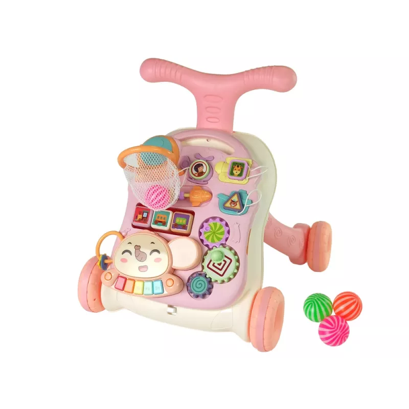LEAN TOYS Andador interactivo y mesa de actividades 2 en 1 rosa