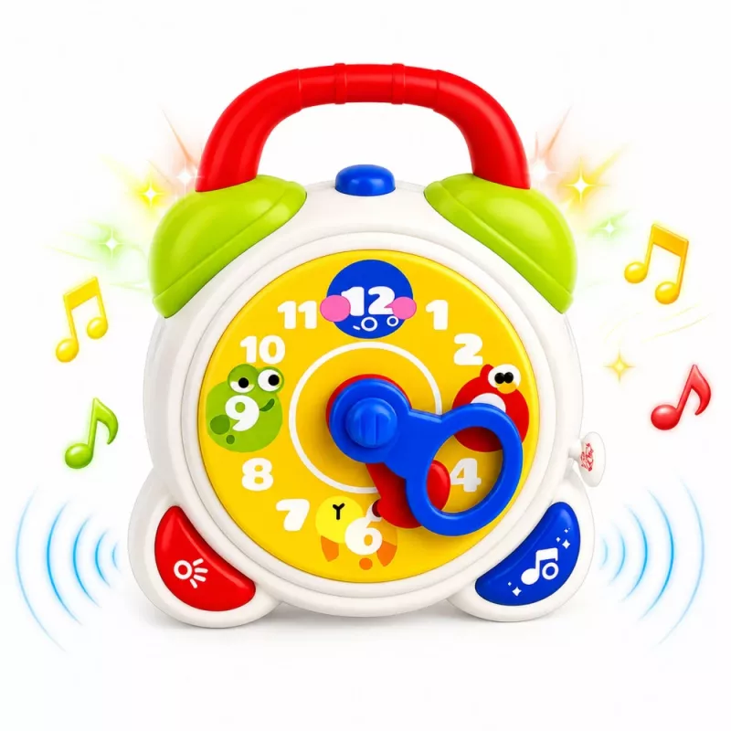 LEAN TOYS Despertador sensorial interactivo para niños pequeños con luz y sonido - diseño zorro, recargable por USB-C