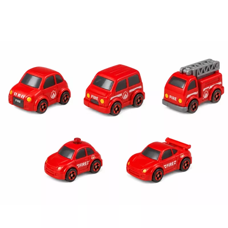 LEAN TOYS parking interactivo con túnel de lavado y taller – set de bomberos con 8 coches