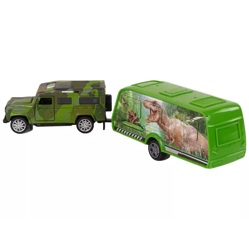 LEAN TOYS set de vehículo Jeep con remolque dinosaurio