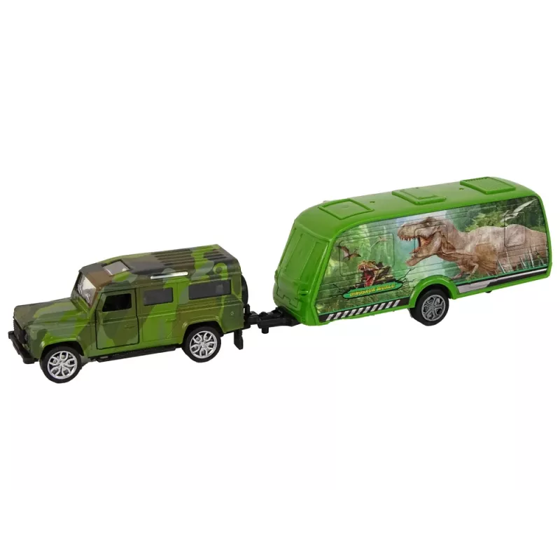 LEAN TOYS set de vehículo Jeep con remolque dinosaurio