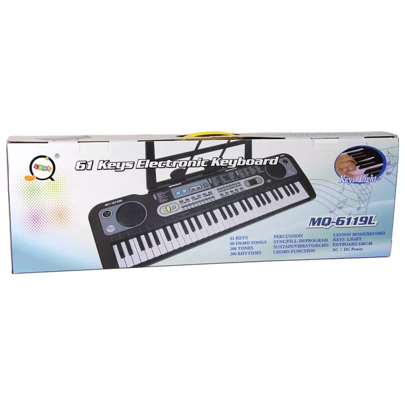 LEAN TOYS Teclado con micrófono instrumento musical para niños negro