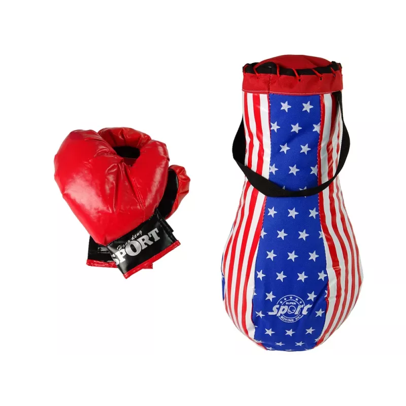 LEAN TOYS Set de saco de boxeo para niños, megaset para niños con guantes, set de saco de boxeo 40 cm