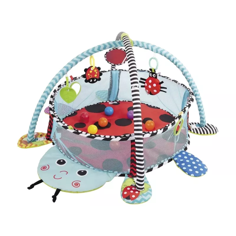 LEAN TOYS Manta educativa mariquita parque de juegos con bolas para bebé