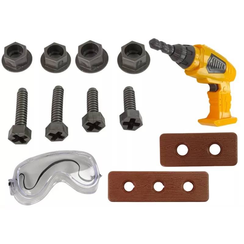 LEAN TOYS Caja de herramientas DIY grande + taladro con batería set de manitas