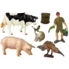 LEAN TOYS Set grande de figuras de animales de granja + granjero y granja 10 piezas