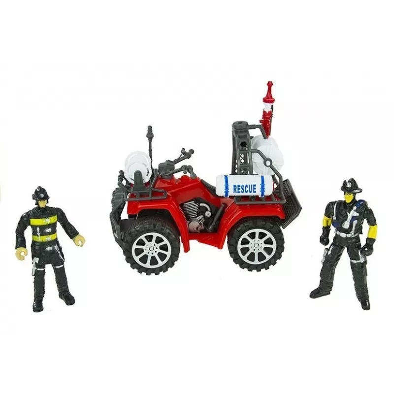 LEAN TOYS Gran set de bomberos con camión de bomberos, figuras y casco de quad para niños