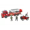 LEAN TOYS Gran set de bomberos con camión de bomberos, figuras y casco de quad para niños