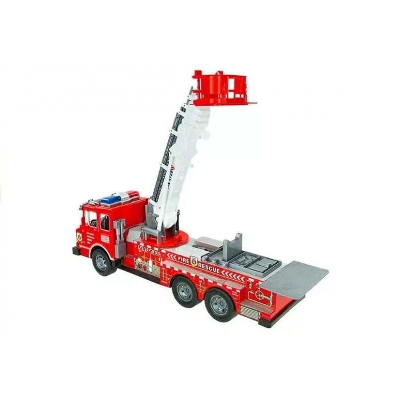 LEAN TOYS Gran set de bomberos con camión de bomberos, figuras y casco de quad para niños