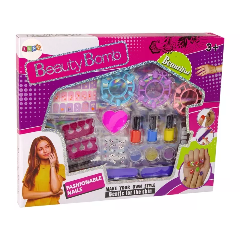 LEAN TOYS Set grande de esmaltes de uñas esmaltes pegatinas separadores de dedos