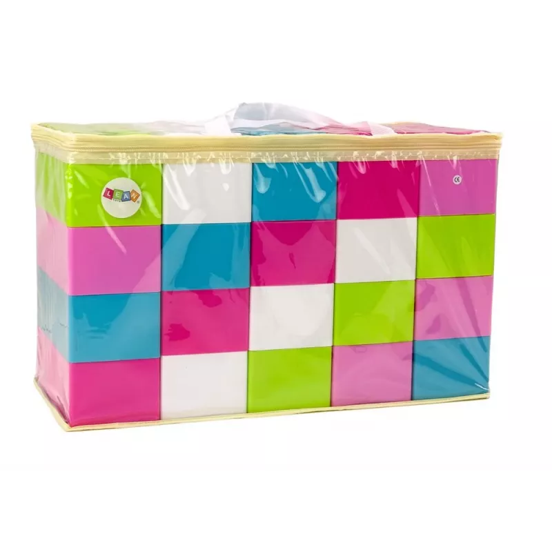 Bloques de construcción grandes y alargados LEAN TOYS en bolsa con pegatinas de colores – 20 piezas