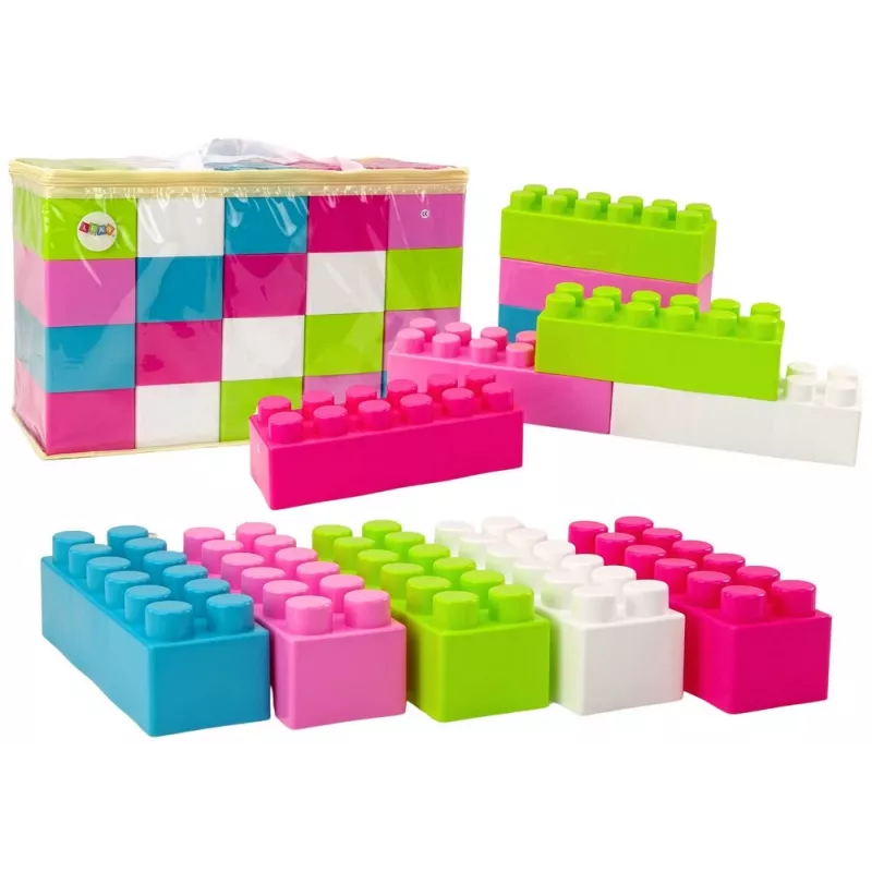 Bloques de construcción grandes y alargados LEAN TOYS en bolsa con pegatinas de colores – 20 piezas