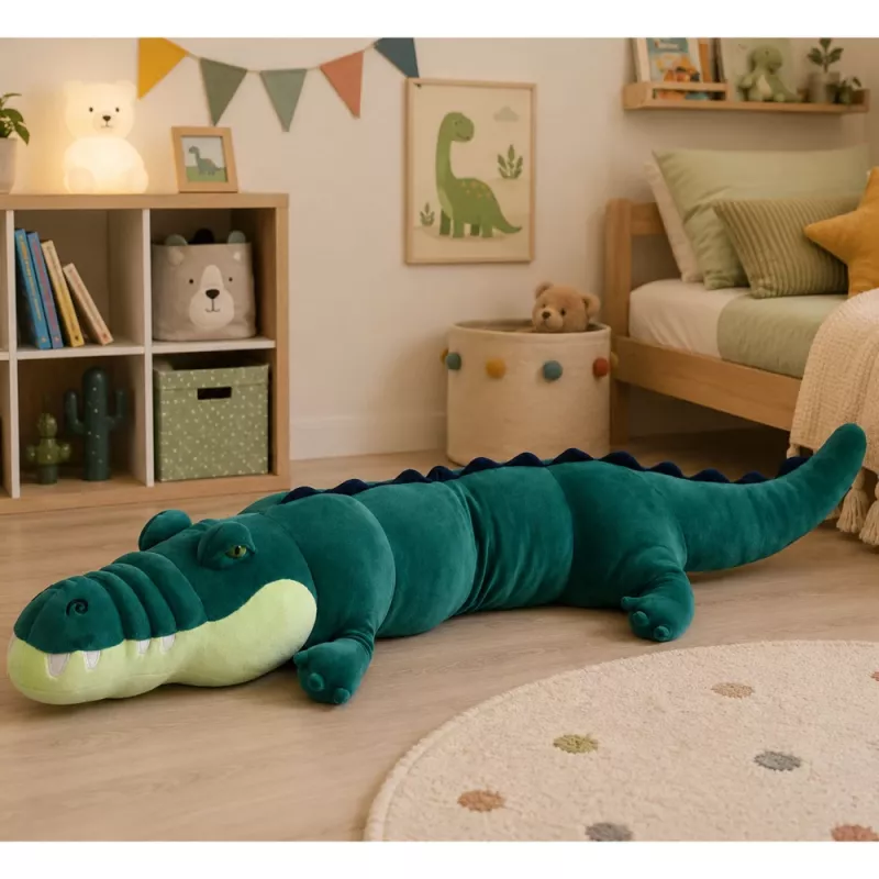 LEAN TOYS Gran cocodrilo de peluche mascota peluche realista verde 150 cm