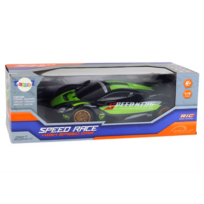 LEAN TOYS Coche deportivo teledirigido grande 1:10 verde y negro