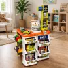 LEAN TOYS gran set de caja registradora de supermercado - 60 piezas con luz, sonido y accesorios, juguete de rol para niños a partir de 3 años