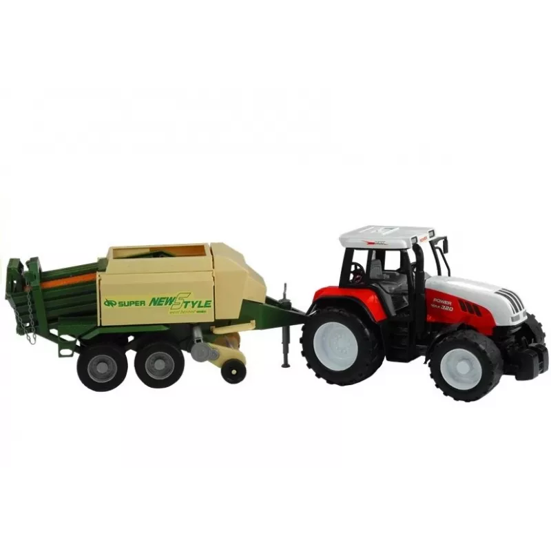 LEAN TOYS Gran tractor con remolque, máquina agrícola, 65 cm
