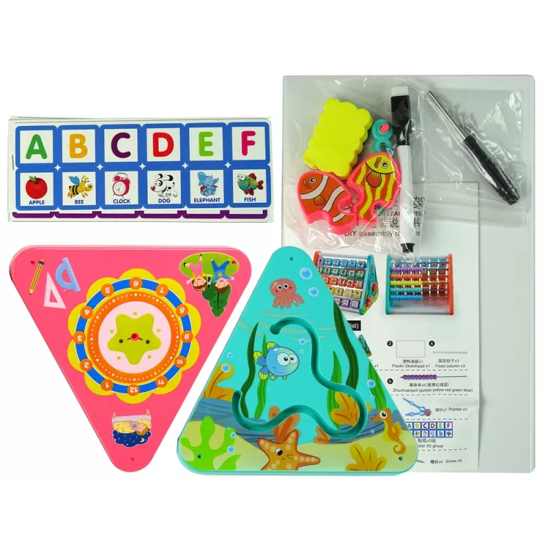 LEAN TOYS Estante de aprendizaje triangular contadores letras objetos animales