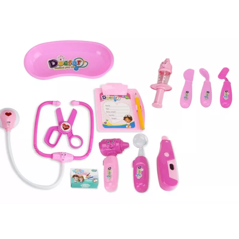 LEAN TOYS Little Doctor botiquín médico en maletín con luz y sonido rosa