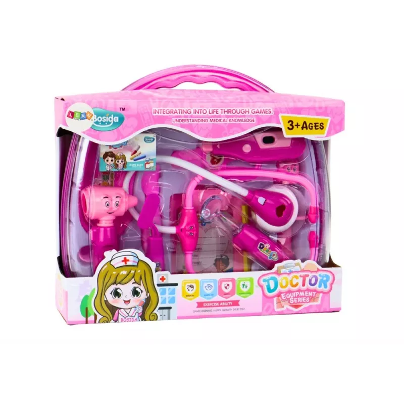 LEAN TOYS Little Doctor botiquín médico en maletín con luz y sonido rosa