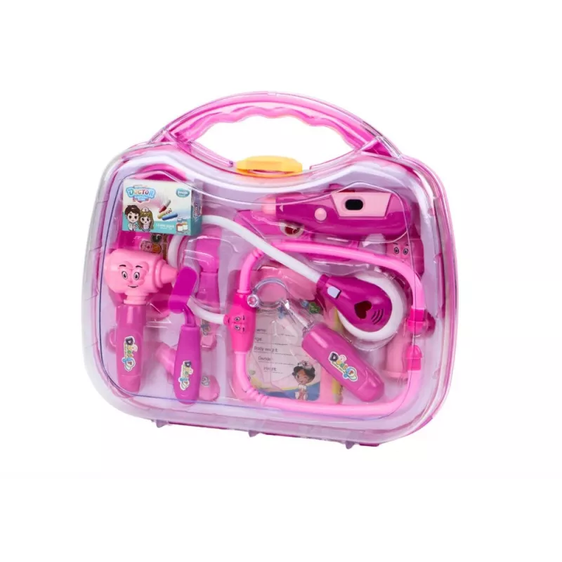 LEAN TOYS Little Doctor botiquín médico en maletín con luz y sonido rosa