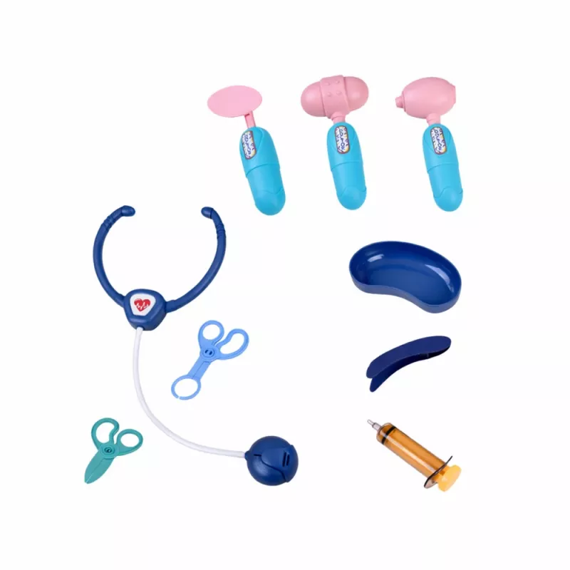 LEAN TOYS Little Doctor's Set Carrito Médico Rayos X ECG Luces Azul 16 uds