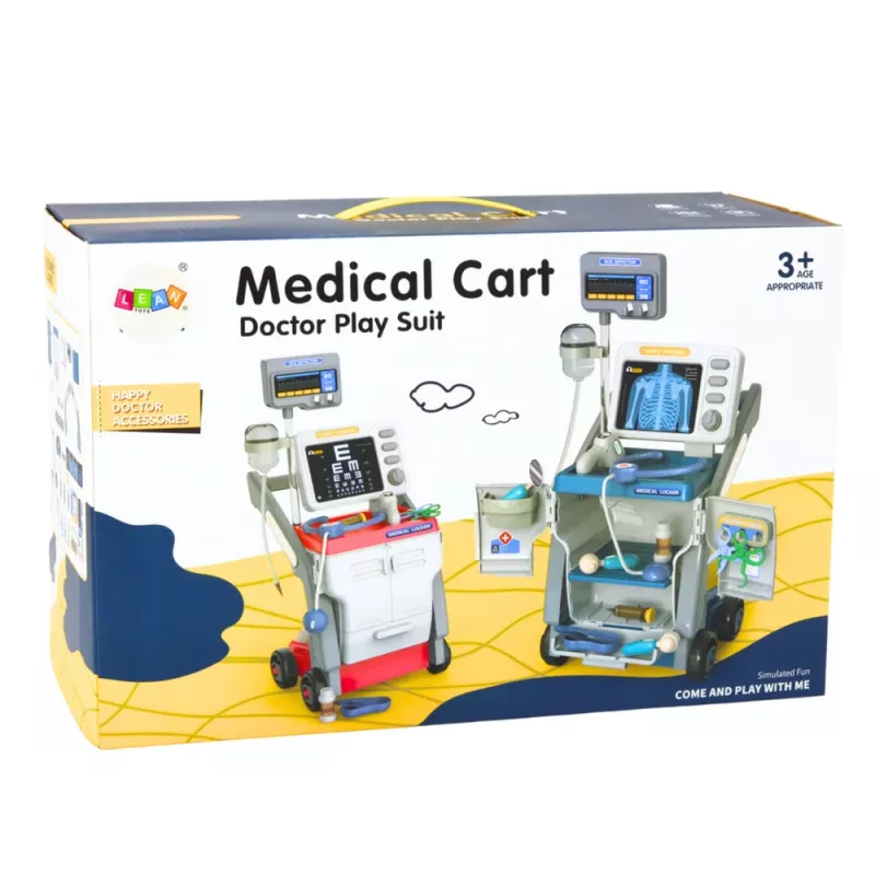 LEAN TOYS Pequeño set de médico carrito médico rayos X ECG luces rosa 16 uds.