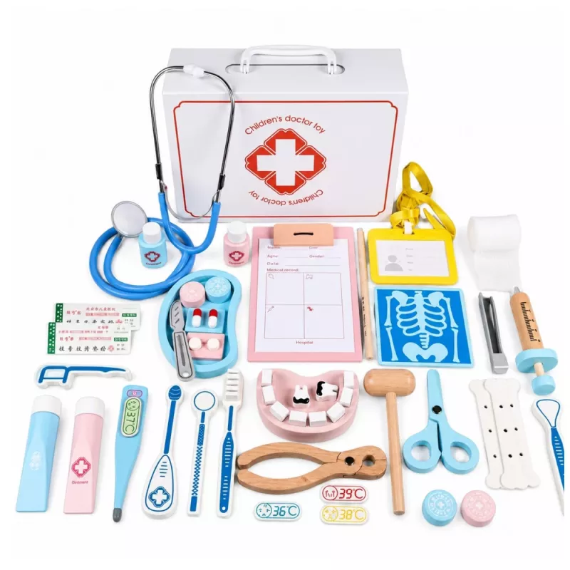 LEAN TOYS Pequeño set de doctor - Instrumentos médicos - Accesorios reales - 36 piezas