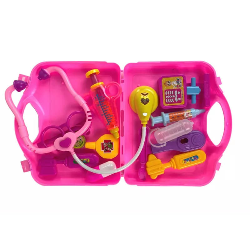 LEAN TOYS Set de pequeño doctor Maletín Rosa Estetoscopio