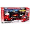 Camión grúa Lora LEAN TOYS con 4 coches, luces y sonidos – camión portacoches de fricción con remolque desmontable