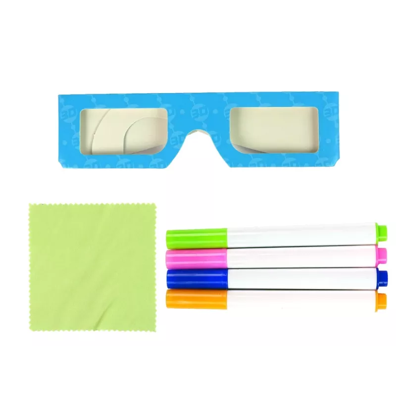 LEAN TOYS Pizarra blanca 3D mágica iluminada gafas azul