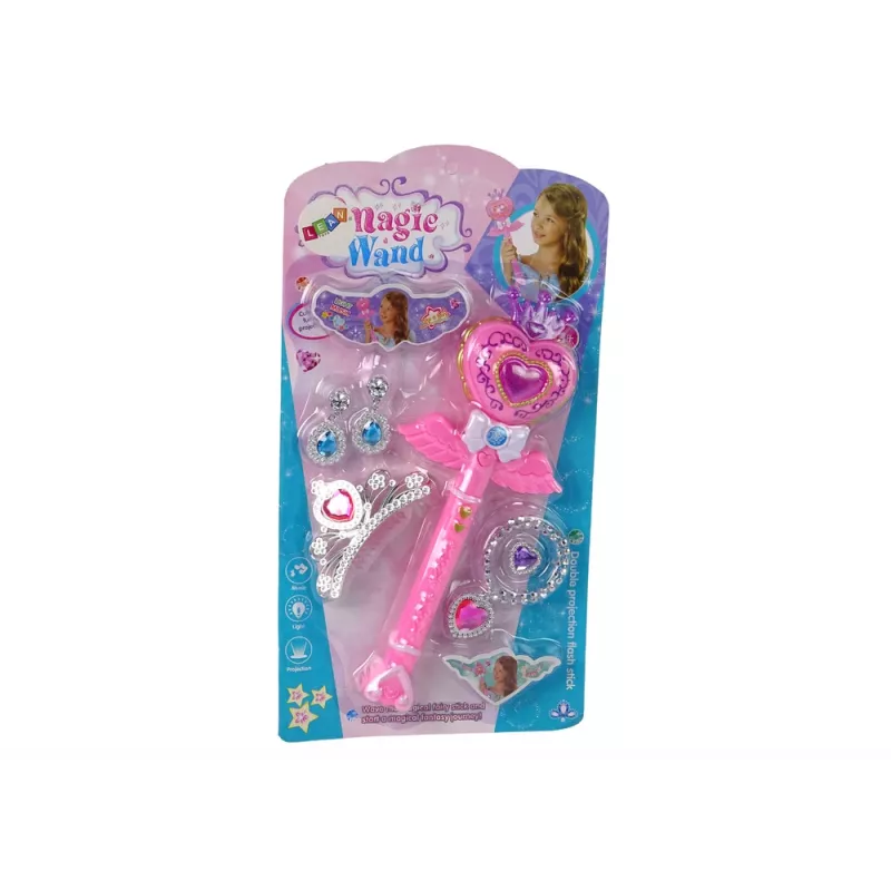 LEAN TOYS Set princesas mágicas de cuento con varita interactiva luz sonido y función proyector de estrellas