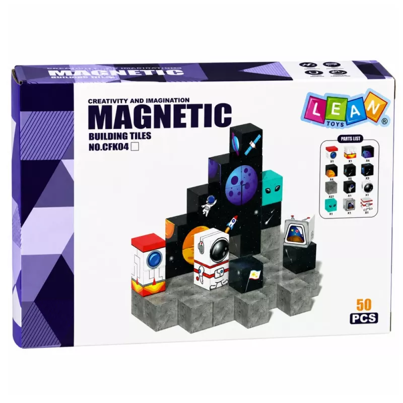 LEAN TOYS Bloques de construcción magnéticos Set de 50 piezas – Cubos 3D Pixel Unicornio, plástico ABS, juguete de construcción creativo