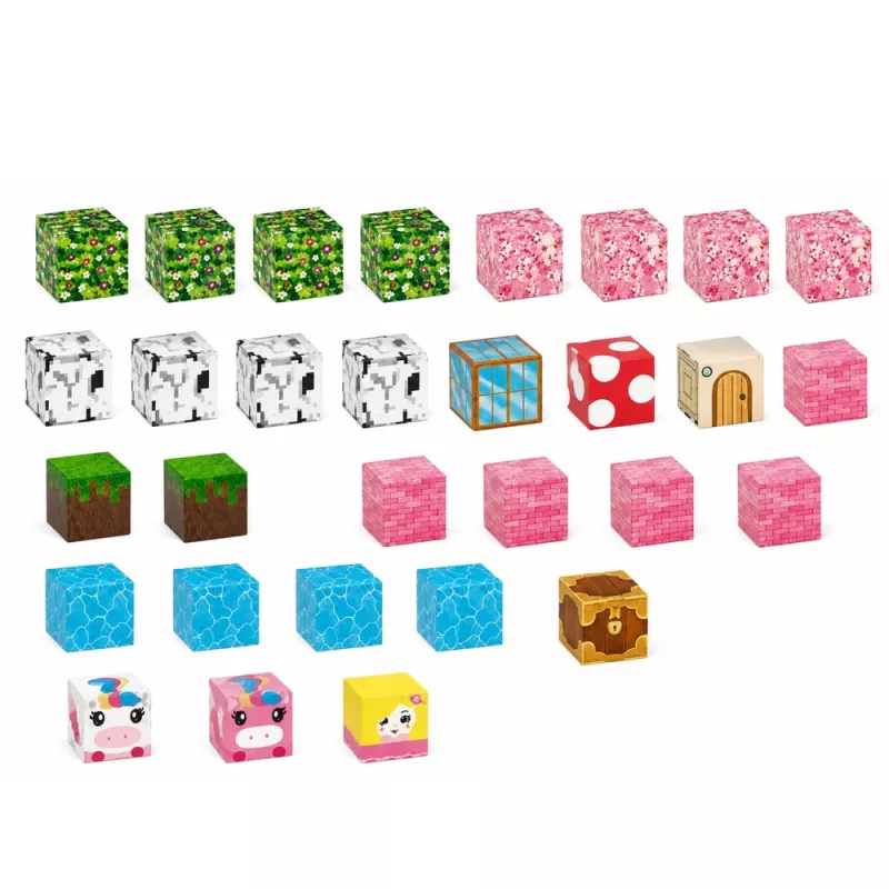 LEAN TOYS Bloques de construcción magnéticos Set de 50 piezas – Cubos 3D Pixel Unicornio, plástico ABS, juguete de construcción creativo