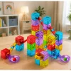 LEAN TOYS Bloques magnéticos 60 piezas - Colorido set de construcción de cubos y pista de bolas
