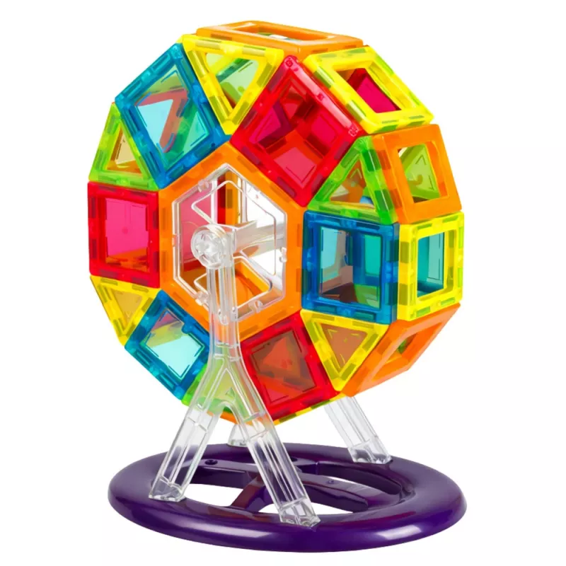 LEAN TOYS set de bloques magnéticos, 70 piezas – juguete educativo de construcción STEM con potentes imanes de neodimio, plástico ABS multicolor, seguro y duradero para niños a partir de 3 años